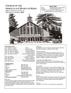 February 1st Bulletin - Church of the Immaculate Heart of Mary