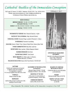 Weekly Bulletin - The Cathedral Basilica of the Immaculate Conception
