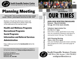 Latest Newsletter - South Granville Seniors Centre