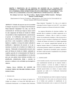 dise&ntilde;o y propuesta de un sistema de gesti&oacute;n de la calidad con