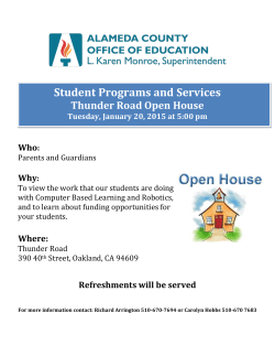 Student Programs and Services Thunder Road Open House