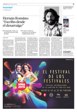 Hern&aacute;n Ronsino: &ldquo;Escribo desde el desarraigo&rdquo;