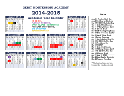Geist Montessori Academy Academic Calendar 2014