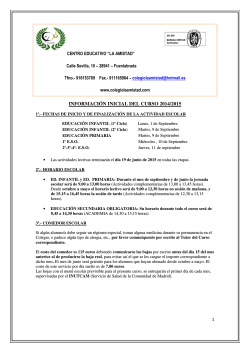 información inicial del curso 2014/2015 - Colegio "La Amistad"