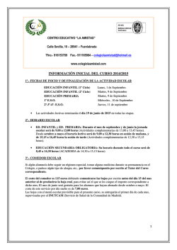 informaci&oacute;n inicial del curso 2014/2015 - Colegio "La Amistad"
