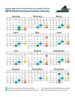 2015 Dashboard Calendar - Virginia Department of Minority Business
