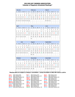 Calendar of Regularly-Scheduled Meetings* January February