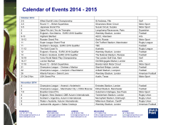 Calendar of Events 2014