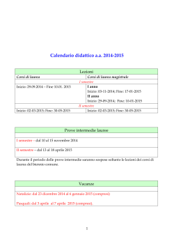 Calendario didattico a.a. 2014-2015