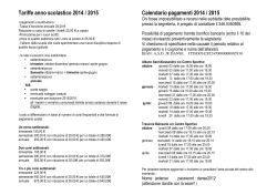 Tariffe anno scolastico 2014 / 2015 Calendario