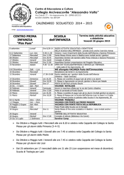il Calendario Scolastico 2014/2015