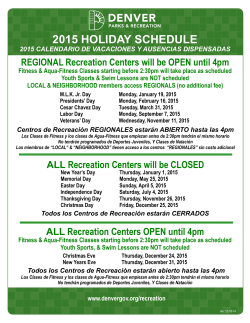 2015 HOLIDAY SCHEDULE