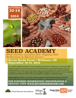 Seed Academy Fall 2015 poster - Oregon State University Extension