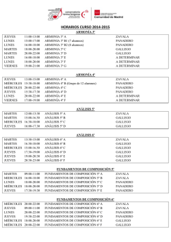 horarios curso 2014-2015 - Proyecto 10 del Conservatorio Teresa