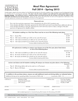 Spring 2015 Meal Plan Agreement - University of Central Missouri