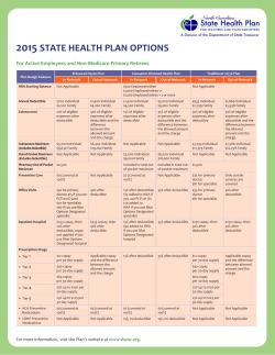 2015 STATE HEALTH PLAN OPTIONS
