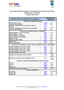 Lista de precios de los Servicios Colegiales 2014-2015
