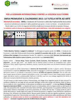 SNFIA PROMUOVE IL CALENDARIO 2015: LA TUTELA FATTA AD