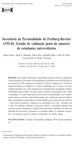 Inventário de Personalidade de Freiburg-Revisto (FPI-R): estudo de