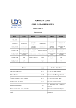 horario de clases ciclo escolar 2014-2015/b - Universidad del