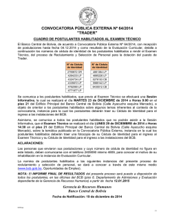 habilitados a examen t&eacute;cnico - Banco Central de Bolivia