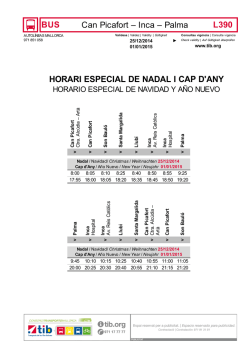 Inca &ndash; Palma HORARI ESPECIAL DE NADAL I CAP D'ANY - TIB