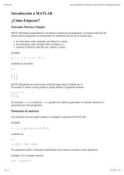 Introducci&oacute;n a MATLAB &iquest;C&oacute;mo Empezar?