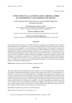 CóMo iNfLUYE LA sAtisfACCióN LABorAL soBrE EL dEsEMpEÑo