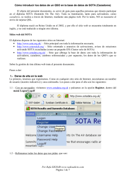 Cómo introducir los datos de un QSO en la base de datos de SOTA