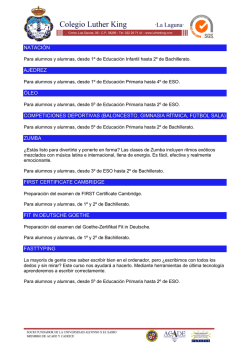 Calendario Escolar LK 2014-2015 Actividades Extraescolares LKL