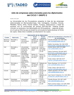 Lista de empresas seleccionadas para los diplomados del CICLO 1