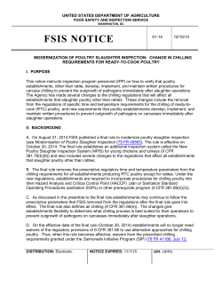 FSIS Notice 51-14 - Modernization of Poultry Slaughter Inspection