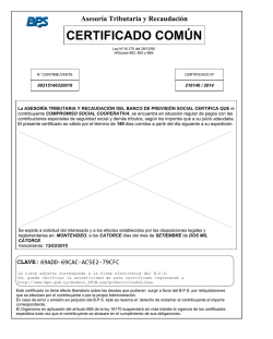 Asesor&iacute;a Tributaria y Recaudaci&oacute;n CERTIFICADO COM&Uacute;N