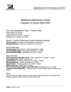 MMS Calendar of Events 2014-15 - Maplewood Montessori School