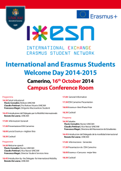 International and Erasmus Students Welcome Day 2014-2015