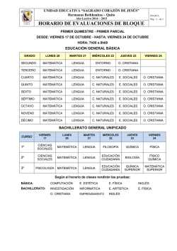 HORARIO DE EVALUACIONES DE BLOQUE - Bethlemitas