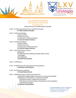 Dolor P&eacute;lvico Cr&oacute;nico - Sociedad Mexicana de Urolog&iacute;a AC