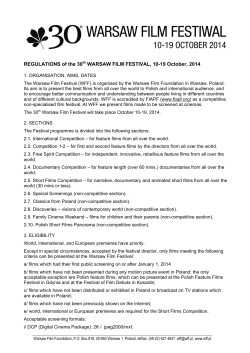 REGULATIONS of the 30th WARSAW FILM FESTIVAL, 10-19