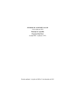 INFORME DE AUDITOR&Iacute;A M-15-09 14 de octubre de 2014