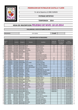 HOJA DE INSCRIPCION PRUEBAS DE NIVEL 18-10-2014