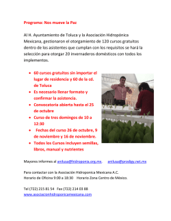 Informaci&oacute;n sobre fechas, y convocatoriar da click aqu&iacute; - Hidroponia