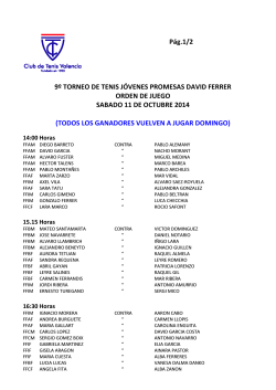 orden de juego sabado 11 de octubre 2014 - Club de Tenis Valencia