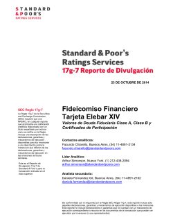 Fideicomiso Financiero Tarjeta Elebar XIV - Standard and Poors