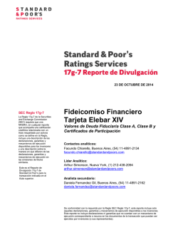 Fideicomiso Financiero Tarjeta Elebar XIV - Standard and Poors
