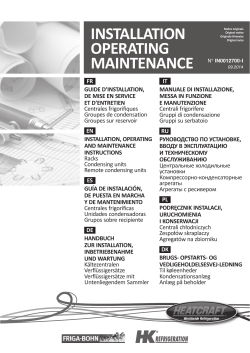 INSTALLATION OPERATING - Heatcraft Europe