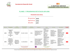 PLANES Y PROGRAMAS ESTATALES 2011-2016 Programas