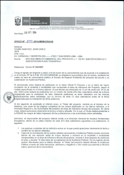 Oficio N°2144-2014-MEM-DGAAE - Ministerio de Energía y Minas