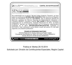 Publica el: Martes 28-10-2014 Solicitado por: División de - Seniat