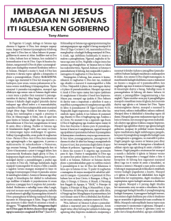 imbaga ni jesus maaddaan ni satanas iti iglesia ken gobierno