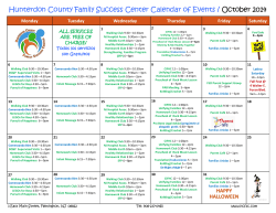 Hunterdon County Family Success Center Calendar of Events